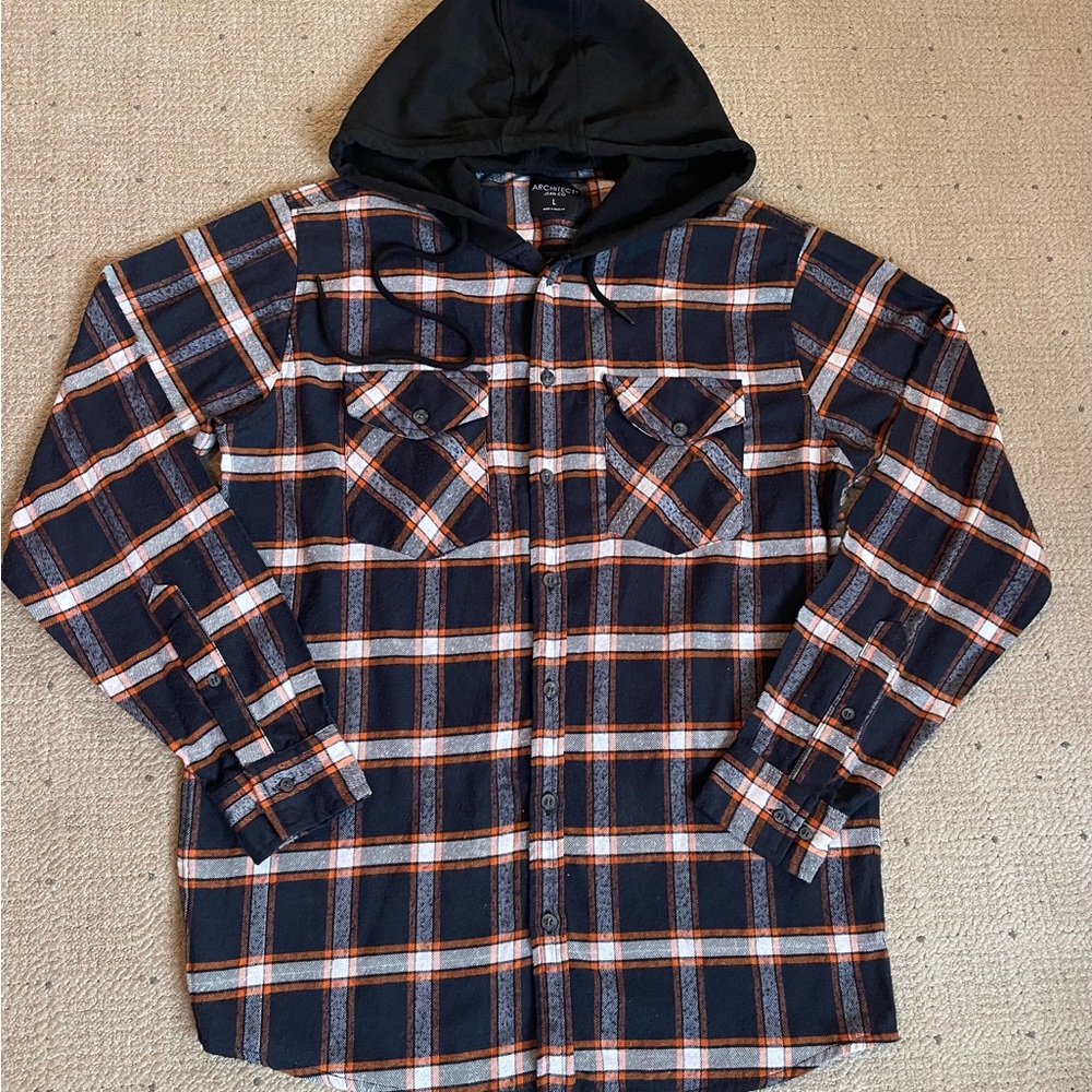 ➡️3 for $10⬅️Plaid Hooded Flannel Shirt